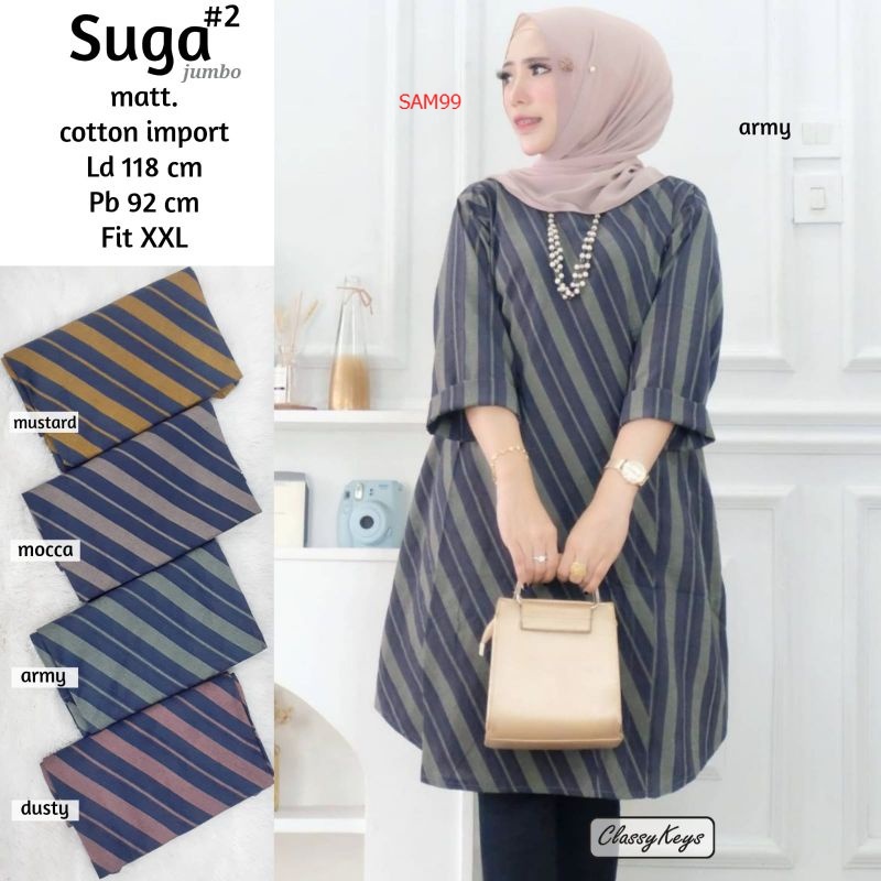 melisa olshop Baju Suga Tunik Jumbo Tunik Oversize LD 118 Katun Import