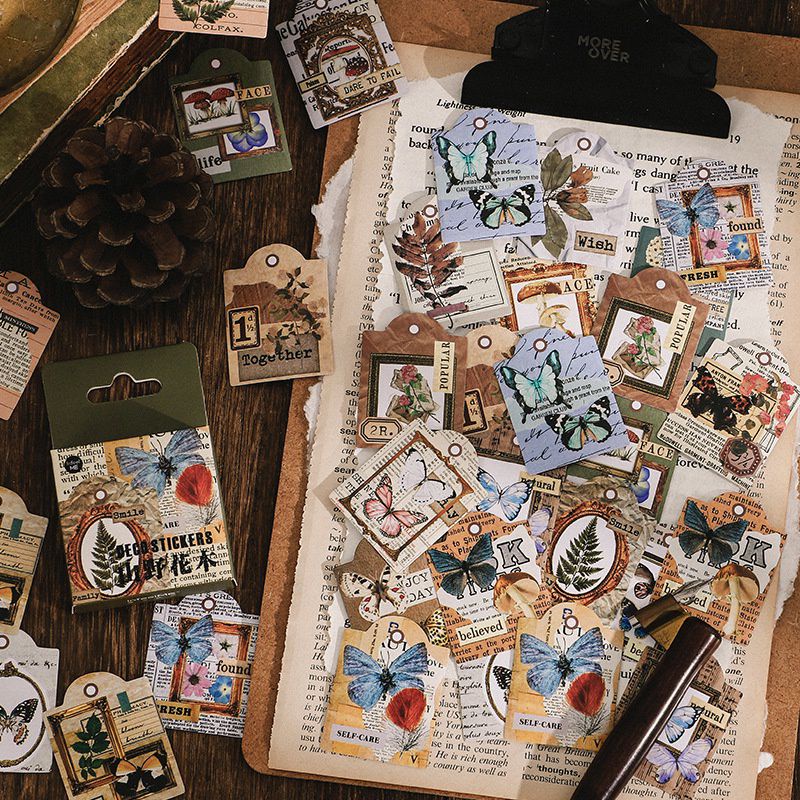 

10pcs stiker retro vintage journaling aesthetic flower