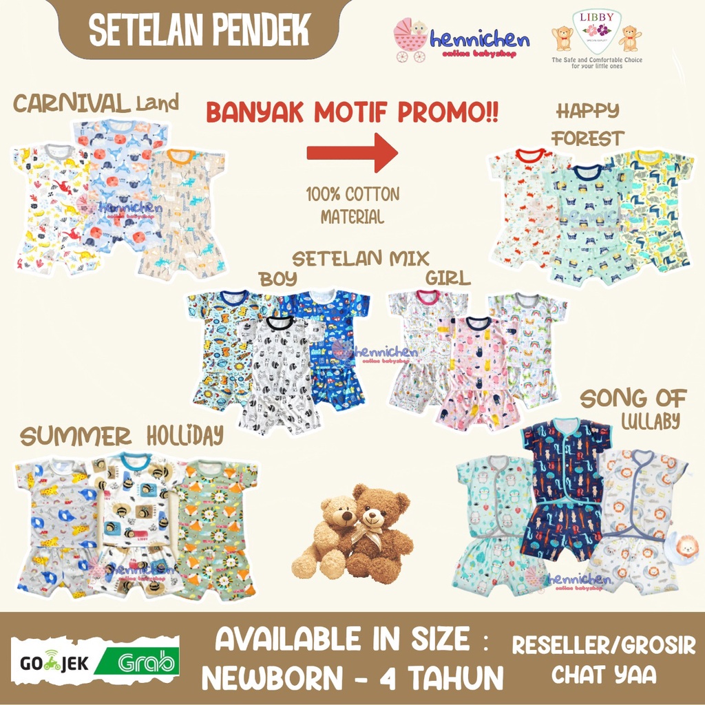 PROMO BANYAK MOTIF LIBBY BAJU TIDUR MURAH LIBBY Setelan PENDEK  Setelan PANJANG Piyama Set Baju tidur anak Bayi Libby NB 3-6 S M 2L XL XXL