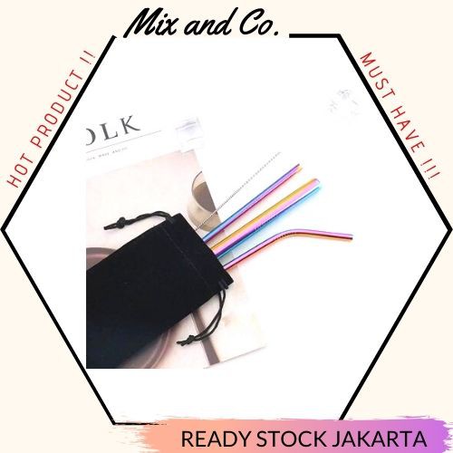 [COD] 5in1 Sedotan Stainless Steel Reusable Straw - Set 5 pcs sedotan - Sedotan Stainless set