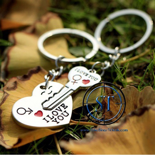 Gantungan Kunci Pasangan Couple I Love You Silver Plated Keychain