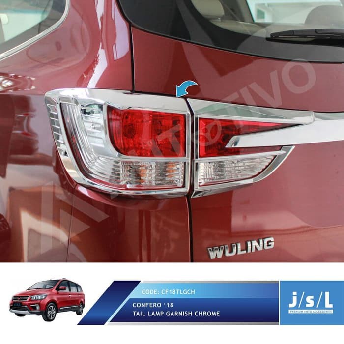 Garnish Lampu Belakang Wuling Confero S – JSL Tail Lamp Cover Chrome & Hitam Doff Aksesoris Mobil