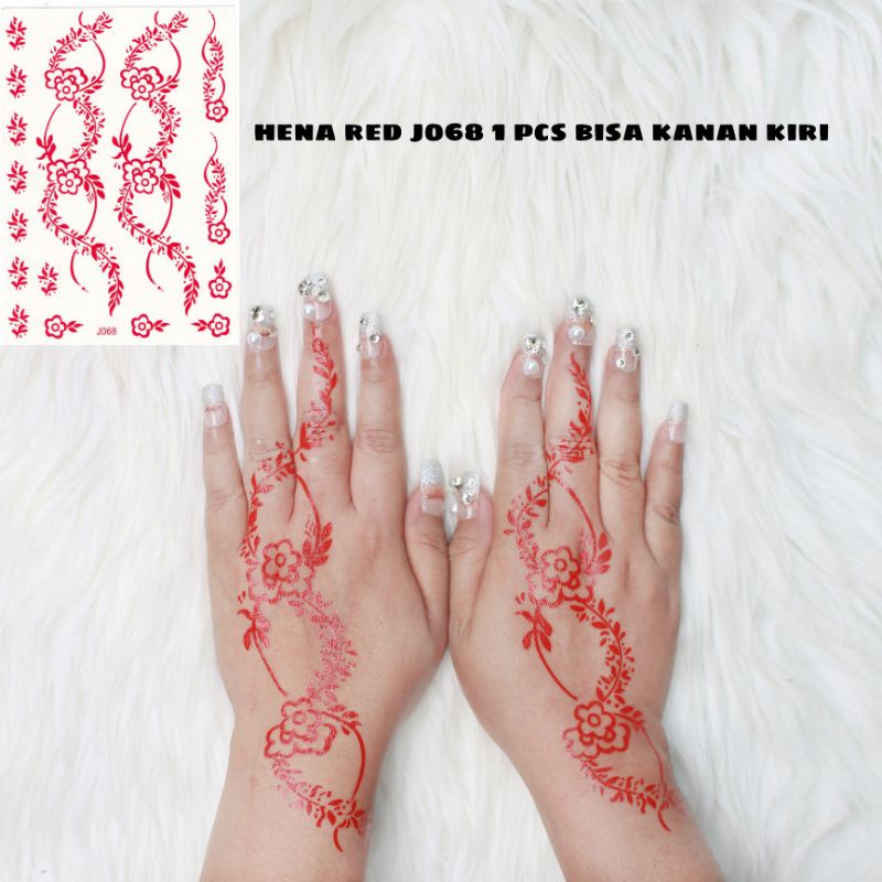 HENA INSTAN FUN MERAH / HENA KAKI / FREE GLITER MANIK DAN SAMPLE