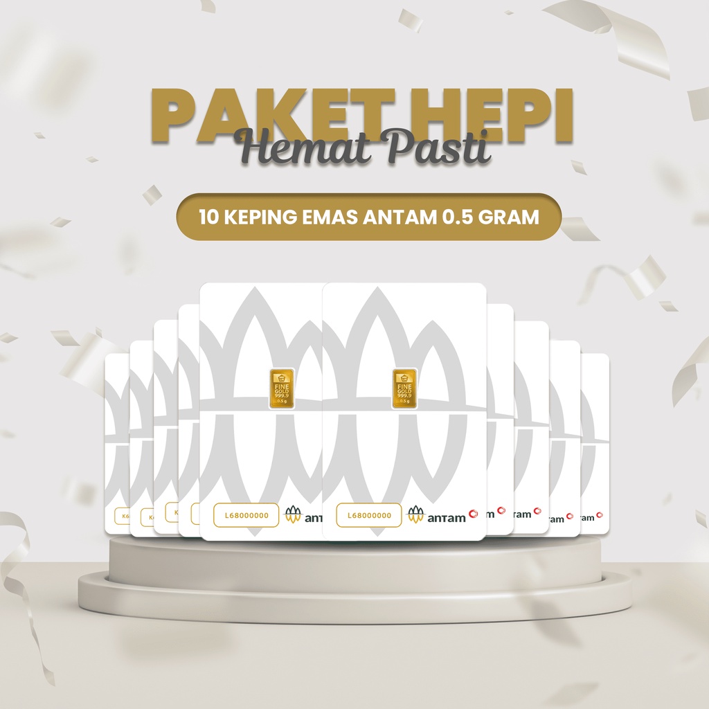 Emas ANTAM Certicard 0,5 gram x 10 pcs [Paket Hepi - Hemat Pasti]
