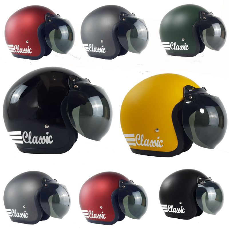 Helm Bogo Retro Dewasa Pria Wanita Polos Klasik SNI Motor-2