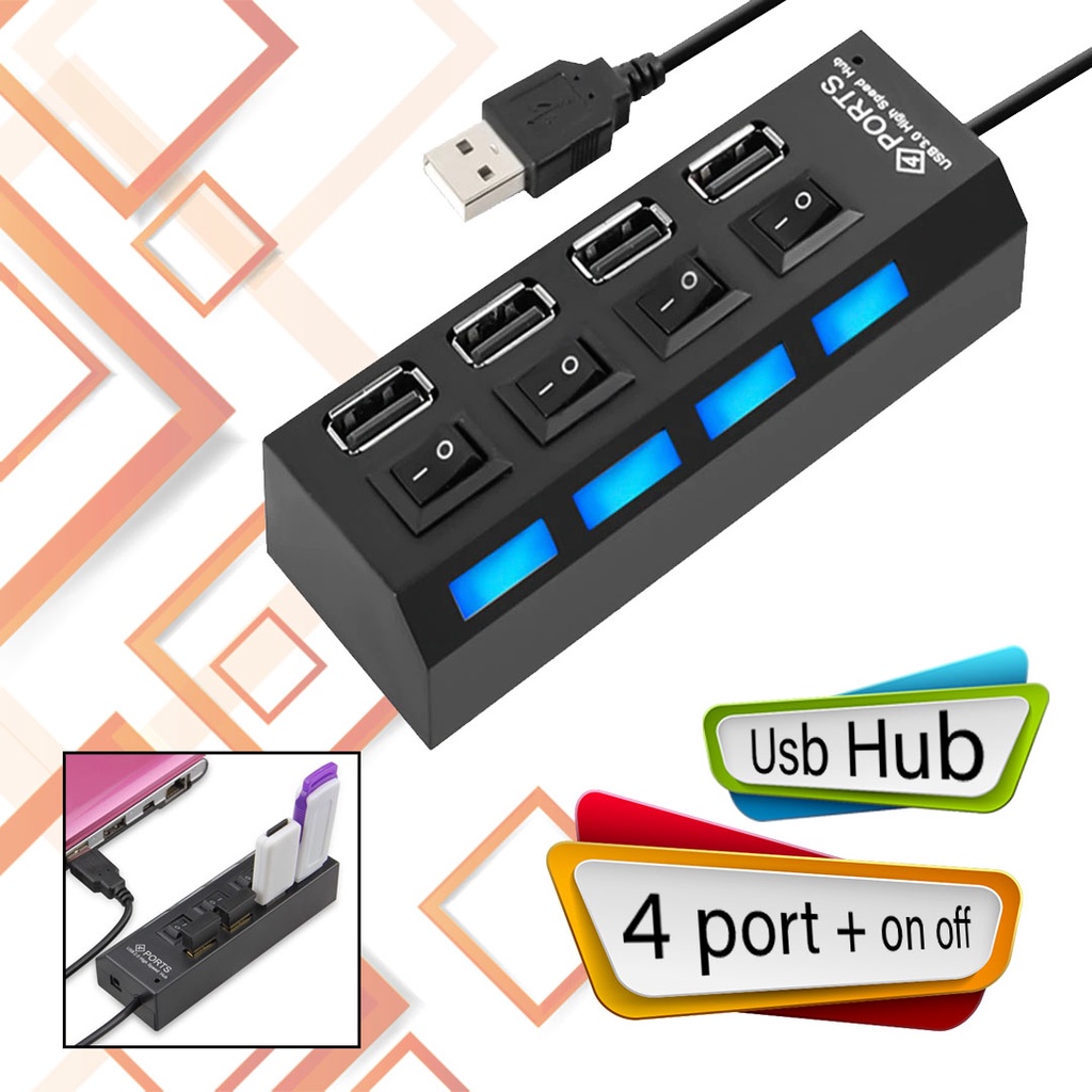 USB HUB 4 PORT + ON / OFF