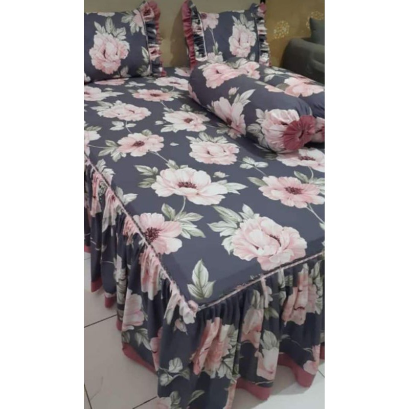 Sprei rumbai pengantin set bahan katun ukuran 180x200