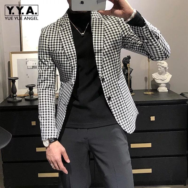 [Blazer kotak men OT] jas pria kasual motif kotak katun polyester