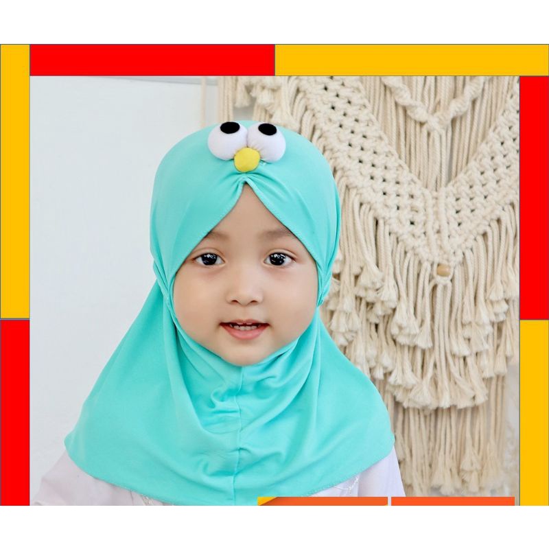 JILBAB ANAK BAYI 0-2 TAHUN LOL LED MUSIK ELMO / HIJAB ANAK BAYI KARAKTER LUCU ELMO