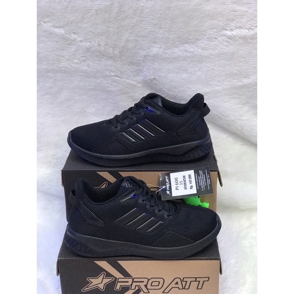 Sepatu sneaker sekolah PROATT PI 600 full black sz 35-44