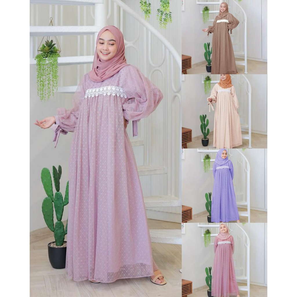 MAXI IVORY DOTTY INDAH/MAXI WANITA LEBARAN/DRESS MUSLIM/DRESS KONDANGAN/MAXI WANITA TERBARU/GAMIS