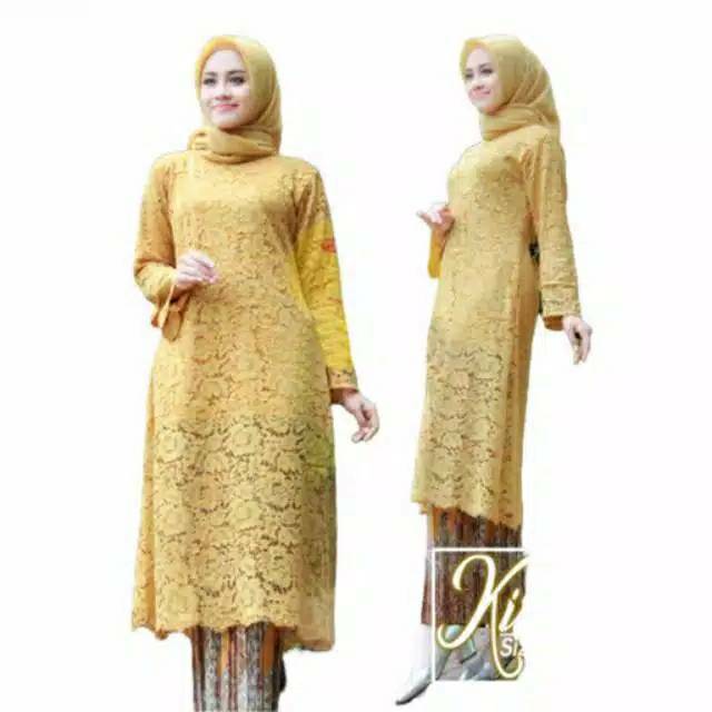 SETELAN BROKAT KINANTI KURUNG WARNA NAVY/ HIJAU BOTOL/ GOLD / HITAM/ MAROON/ DUSTY/ CREEM ...