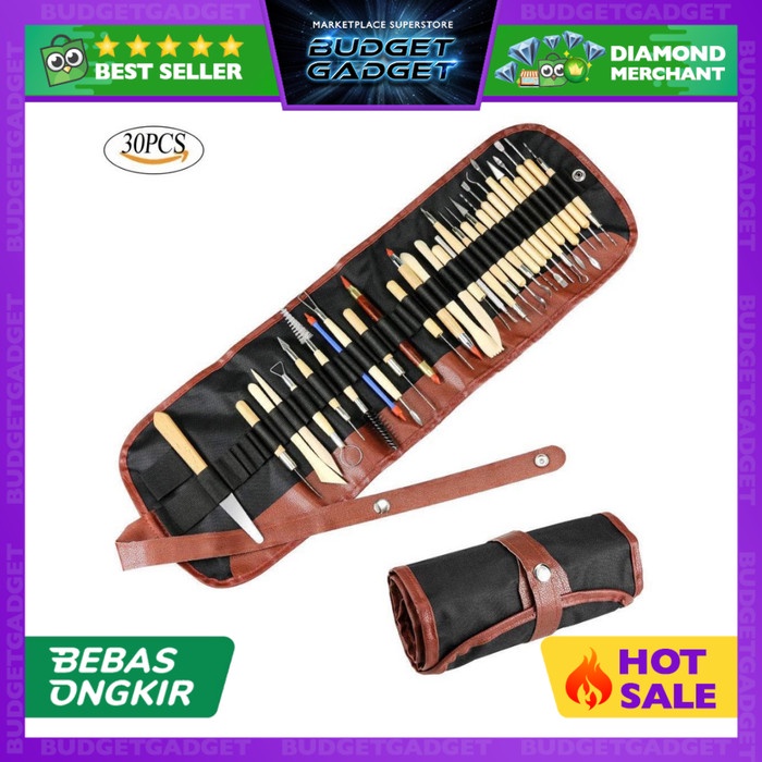 

UKIR-ALAT- TOOKIE SET PISAU UKIR TEMBIKAR CLAY POTTERY SCULPTING 30 PCS - KSJ-13 -ALAT-UKIR.