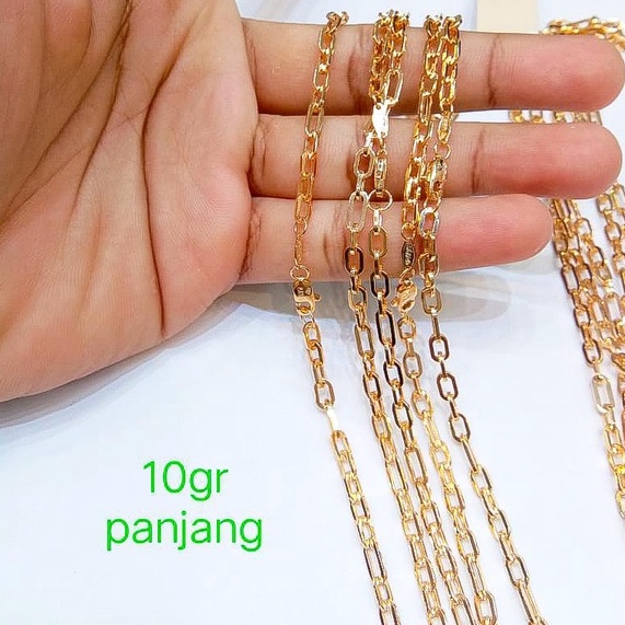 Kalung panjang anak dan dewasa emas asli kadar 700 70% 16k 750 75% 17k model nikita paper clip holo pria wanita gold