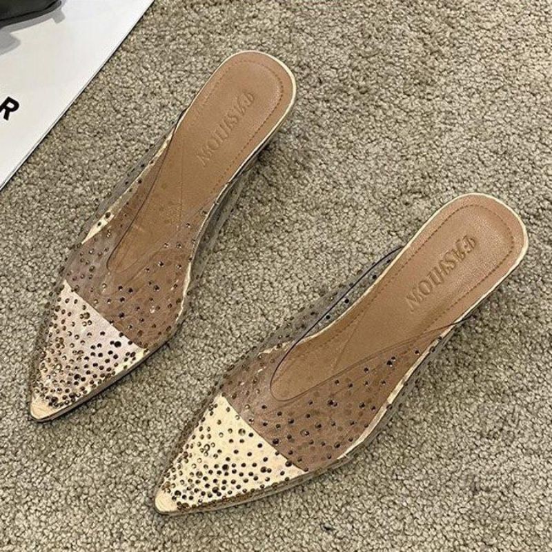 REAL PICT Heels Swarovski diamond Transparan Sepatu import wanita Heels Sepatu Fashion kaca bening