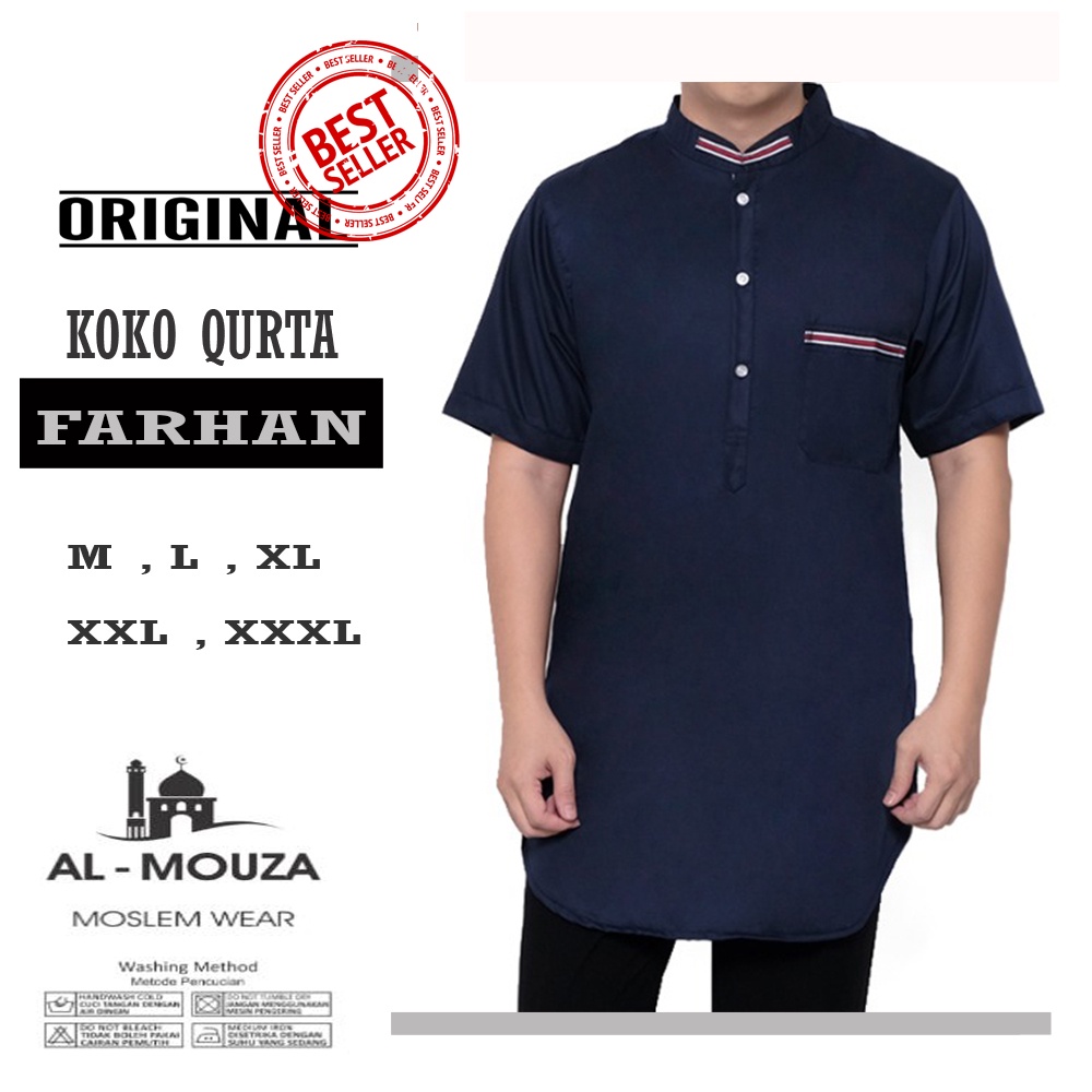 Baju Koko Qurta Kurta FARHAN Katun Premium Ukuran Jumbo