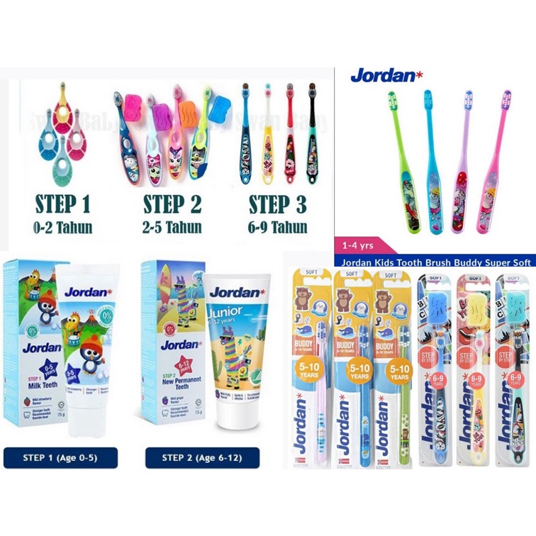 ✨SHASYA✨ Jordan Toothbrush Sikat Gigi Jordan Anak Semua Varian / Step 1 / Step 2 / Step 3 | Jordan Kids Toothpaste New Permanent Teeth