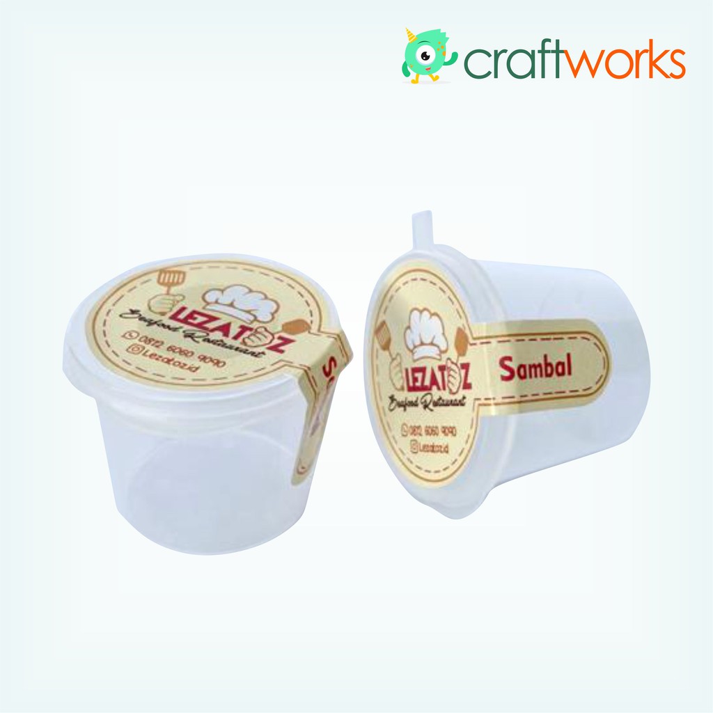 

TEMPAT SAUS PLASTIK 25 ML + CUSTOM SEALED STICKER SAUCE CUP