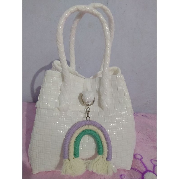 TAS ANYAM JALI-JALI BOX POLOS TALI PENDEK