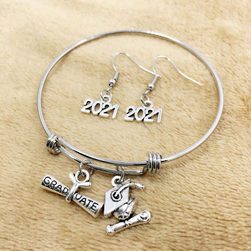 SIY  2021 New Year Graduation Bangle Bracelet Earrings Kit  College Graduation Gifts