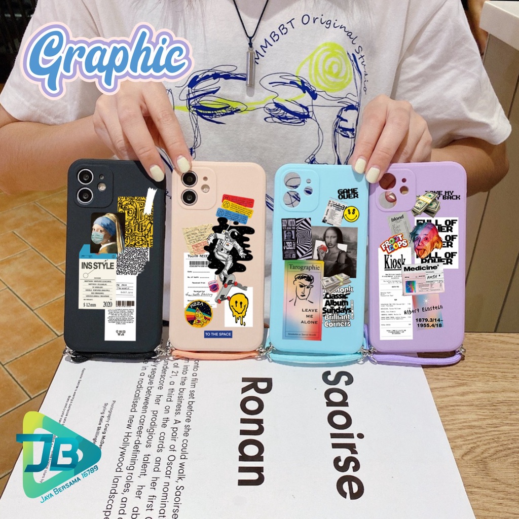 SOFTCASE SILIKON SLINGCASE TALI LANYARD STRAP PHONE MACARON PELINDUNG KAMERA GRAPHIC OPPO VIVO SAMSUNG XIAOMI REALME IPHONE ALL TYPE JB5570