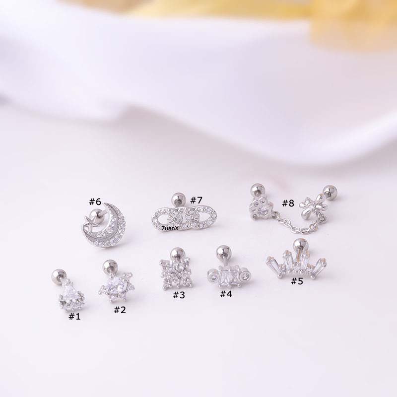 1pc Anting Tindik Tulang Rawan Telinga Bahan Stainless Steel 20g Untuk Wanita