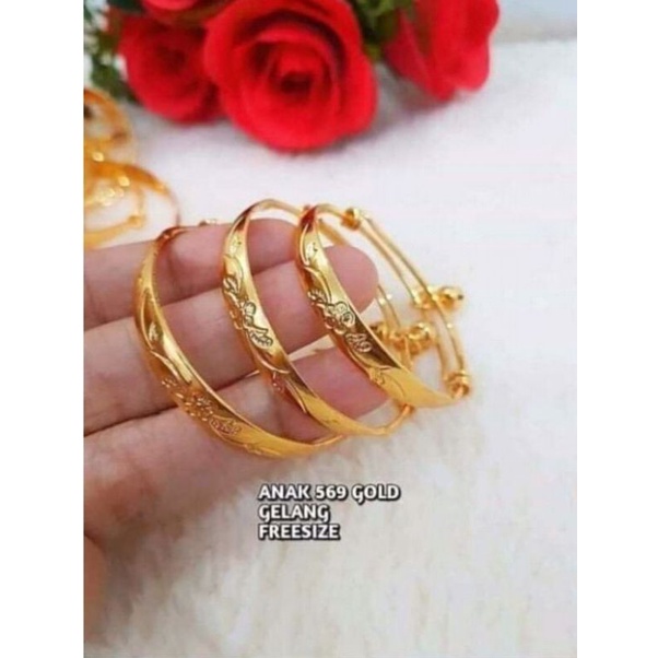 gelang tangan anak gelang tangan kerincing warna gold