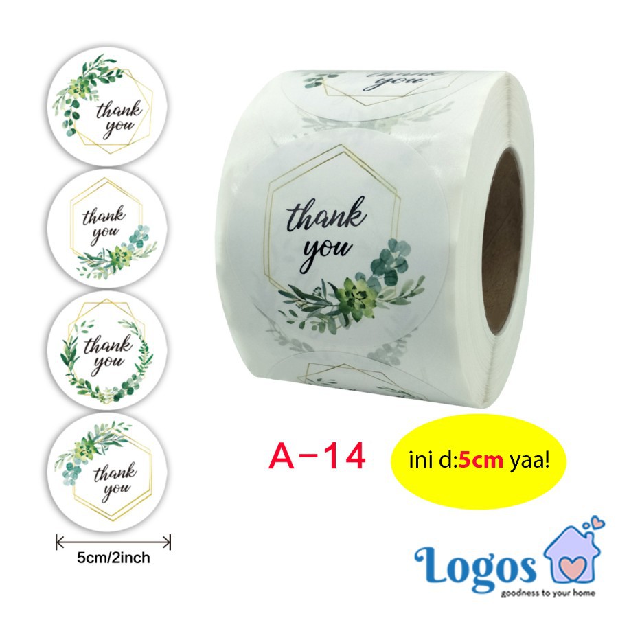Thank You Round Sticker Green Stiker bulat Gift Label Hangtag package