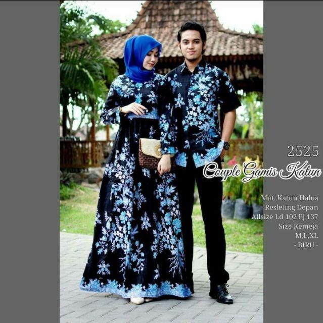Bisa Jumbo. Couple Family Long Dress Batik Kembang 2525 Copel Gamis Keluarga Sarimbit