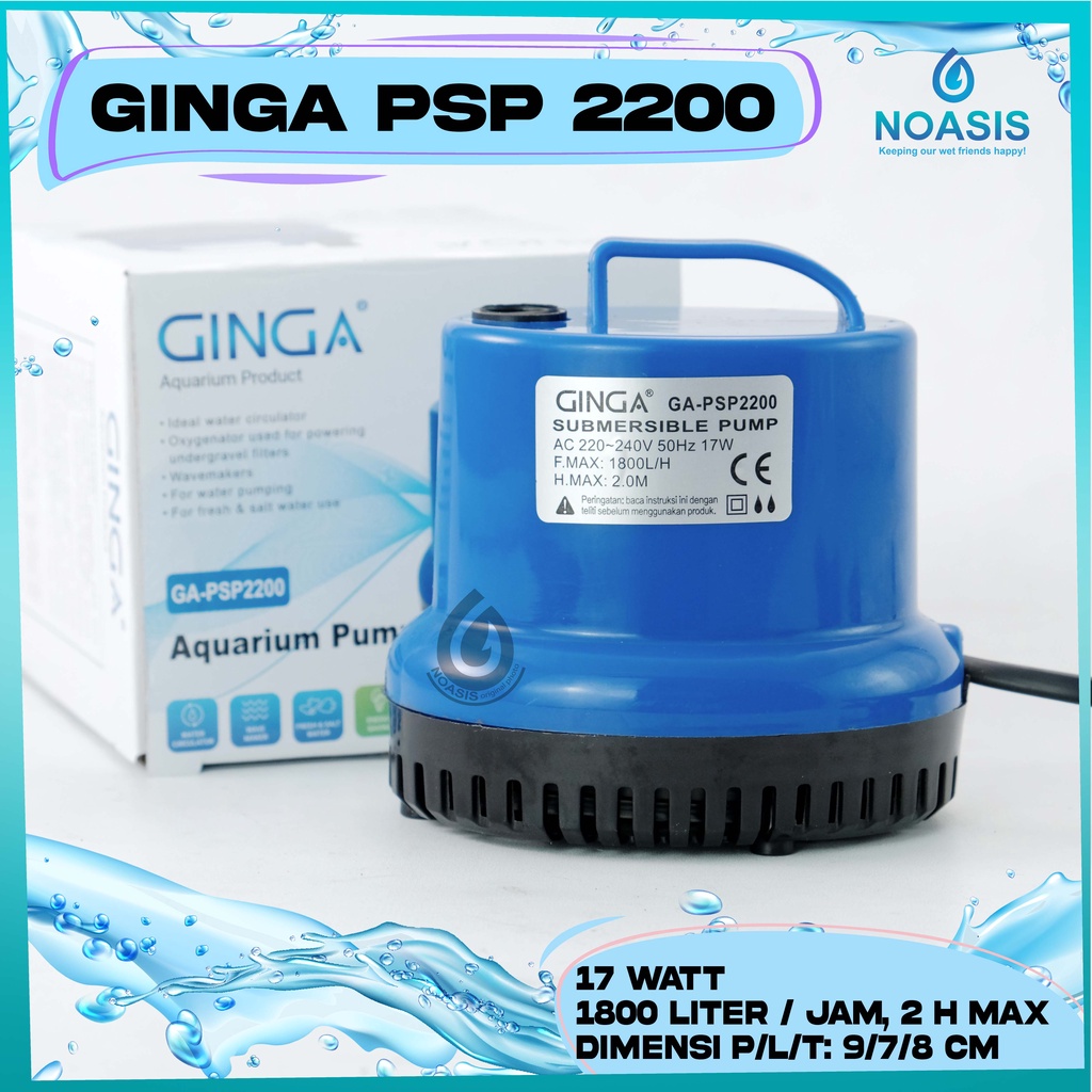 POMPA AIR CELUP AQUARIUM 17 W GINGA GA PSP 2200 PSP-2200 KOLAM IKAN