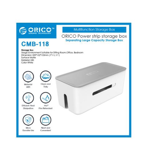 Management Charger cable storage Box organizer orico ABS for power strip router etc cmb-118 - Kotak penyimpanan stop kontak listrik cmb118