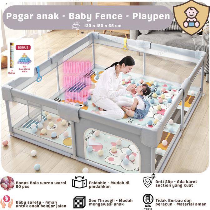 PAGAR BAYI ANAK / KOLAM TEMPAT BERMAIN MANDI BOLA - PLAYPEN PENGAMAN