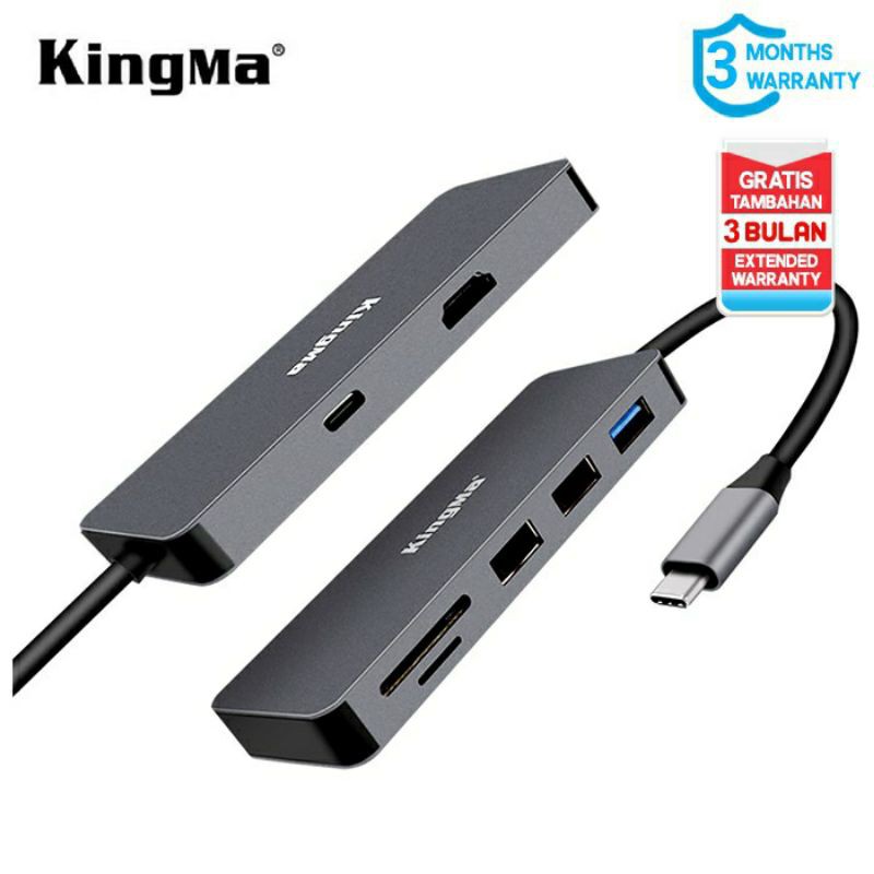 KINGMA USB Type C Hub to HDMI 4K /PD Port/Card Reader/USB 3.0 Adapter 7 in 1