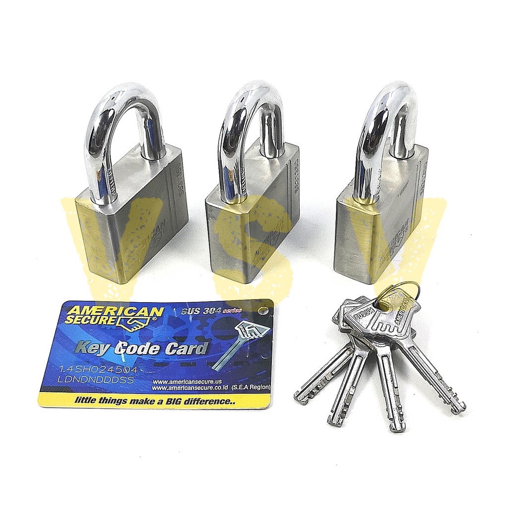 American Secure Gembok master key 50mm isi 3 / gembok rumah / gembok gudang