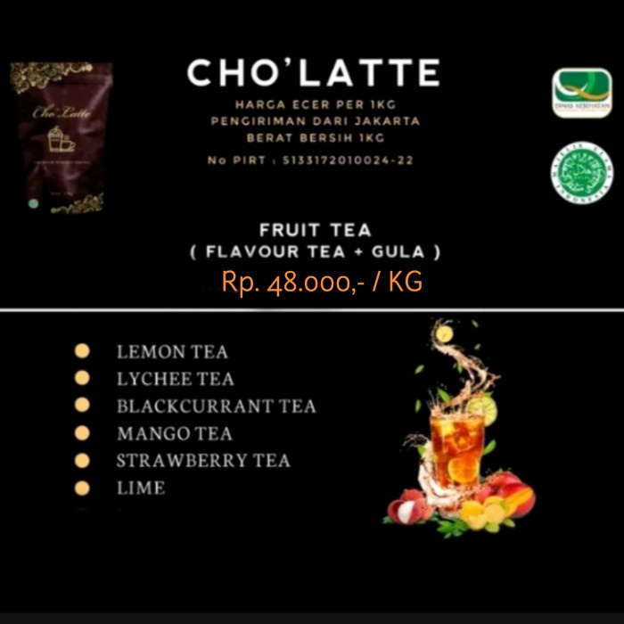 

b01n1nh Cholatte Fruit Tea Bubuk Minuman Enak Segar Rasa Teh Buah Ds201Fs