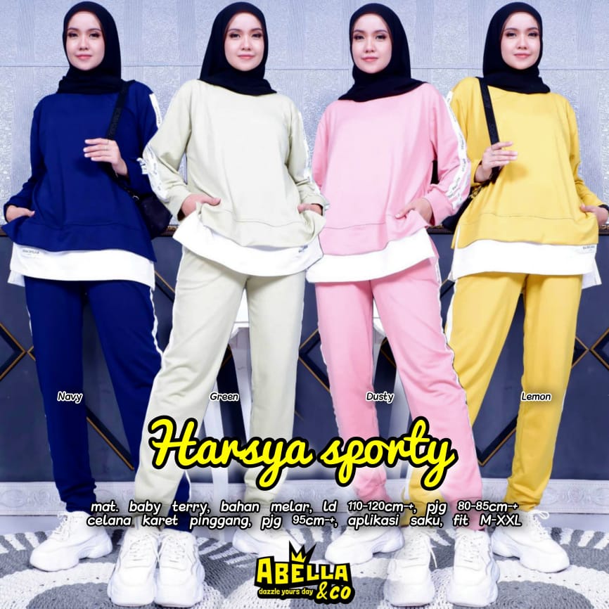 HARSYA SETELAN / 19.5 / BAHAN BABYTERRY / LD 110-120 CM / ALLSIZE JUMBO / ONESET SPORTY / ABELLA