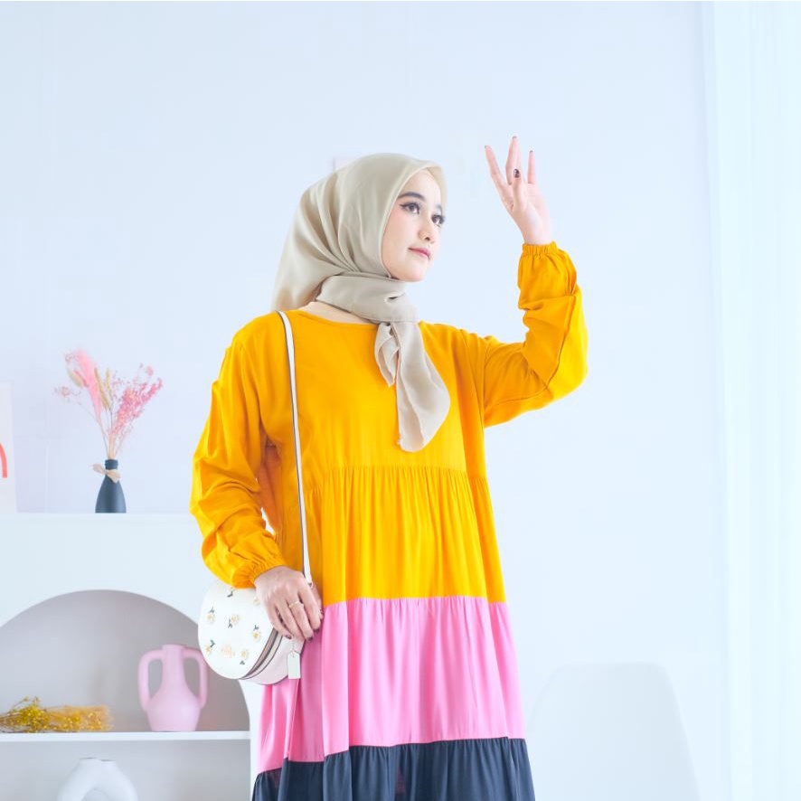 (DBY) GAMIS MIDI CARESA DRESS RAYON OVERSIZE  PREMIUM