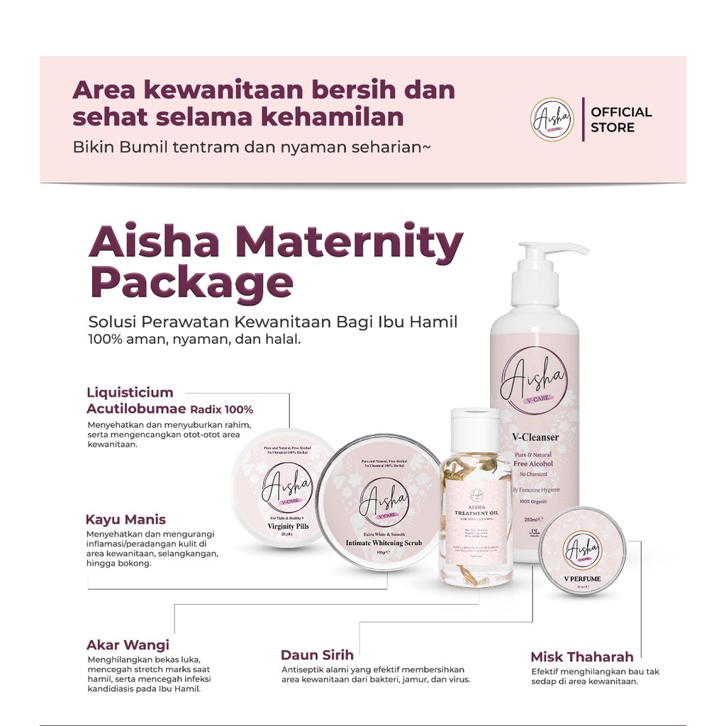 AISHA MATERNITY PACKAGE | PAKET BUM1L HERBAL | KADO LAHIRAN | PERAWATAN BUM1L | BODY TREATMENT | HERBAL ALAMI NON ALCOHOL NON PENGAWET