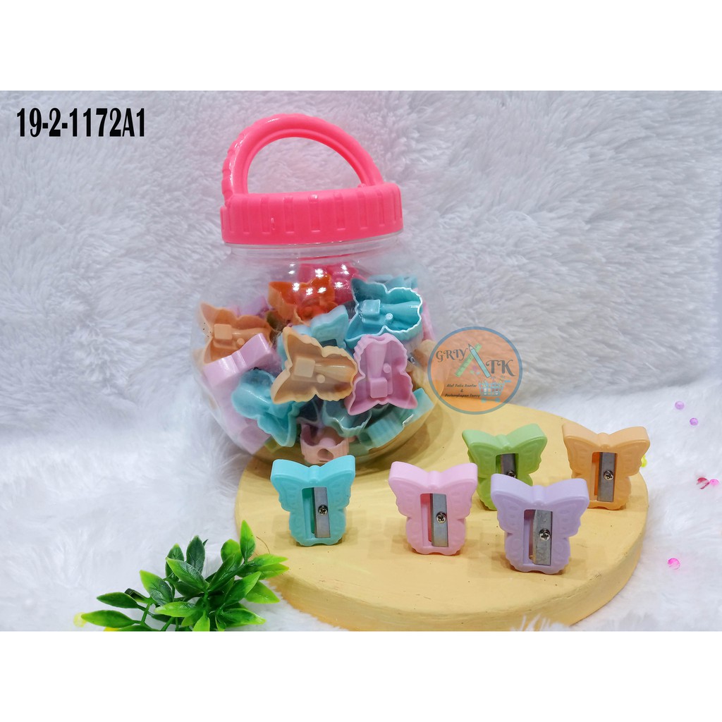 

Rautan Pensil Serutan Sharpener Orotan Murah bentuk Kupu-Kupu / harga isi 6 pcs