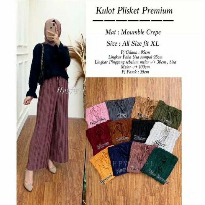 kulot plisket premium/kulot plisket murah/kulot plisket grosir/kulot plisket high quality