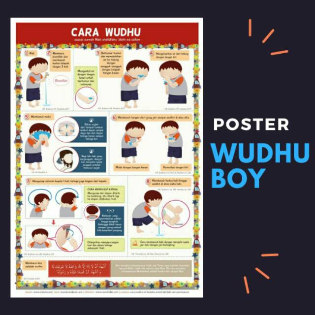 Poster Belajar Wudhu Sesuai Sunnah Untuk Anak Anak Boy Version Shopee Indonesia