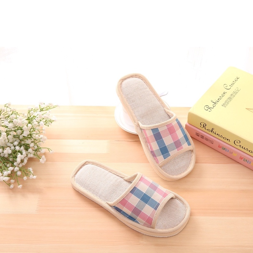 Sandal Hotel Selop Indoor LINEN kualitas tinggi Sangat Nyaman, kaki cepat kering setelah mandi, Sandal mandi bahan kain, Sendal Indoor dalam ruangan, Sandal Hotel, Spring slop Women men Linen Indoor Floor Female male