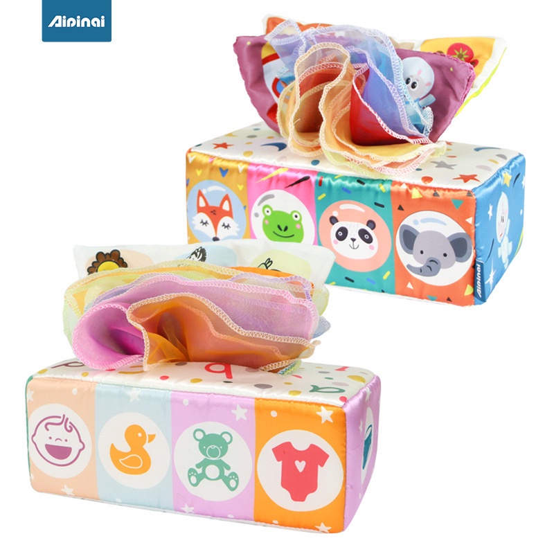 BABY TISSUE BOX | mainan edukasi montessori bayi | teether rattle bayi