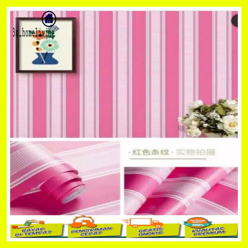 Wallpaper Dinding Salur Pink Wall Stiker Wallpaper Salur Wallpaper Pink