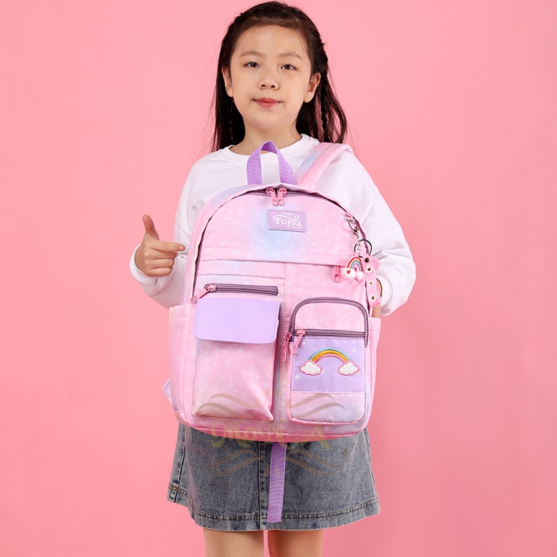 [M.TOYS] FREE GANTUNGAN PELANGI -TAS SEKOLAH RANSEL ANAK SD/SMP/SMA CEWEK Motif PELANGI CANTIK LUCU WATERPROOF (TAHAN AIR) -M0179