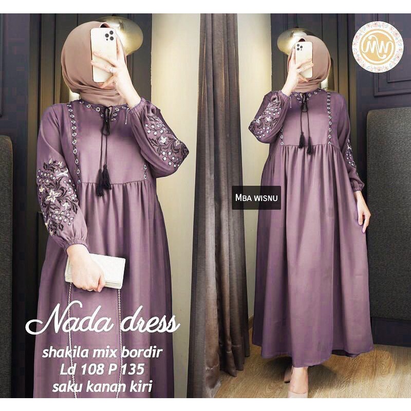 NADA DRESS WD SHAKILA MIX BORDIR LD 108 CM PB 135 CM ( BACA DESKRIPSI SEBELUM ORDER ) TERBARU 2022