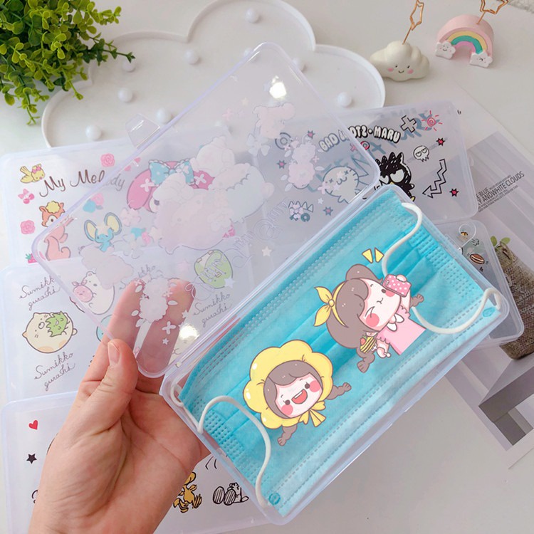 ❤ RATU ❤ Kotak Masker Karakter Transparan | Tempat Box Mask Plastik Anak Lucu Murah