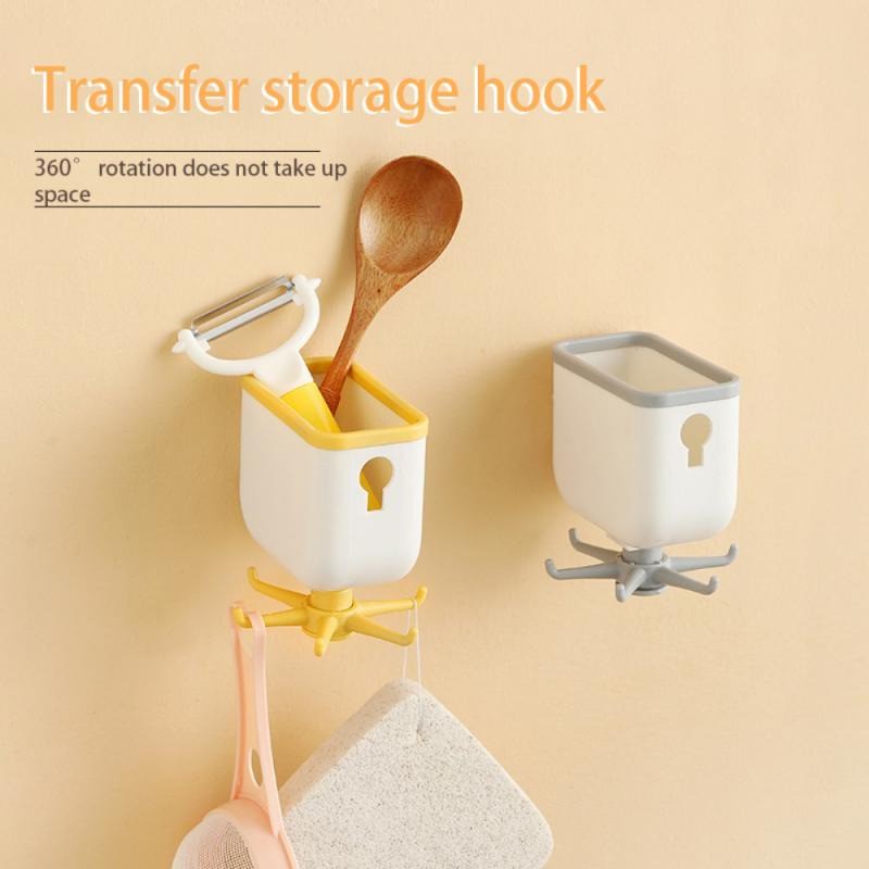 Serbagrosirmurah BKRH Box kitchen rak hook putar storage rotating hok sutil gantungan Dapur tanpa paku