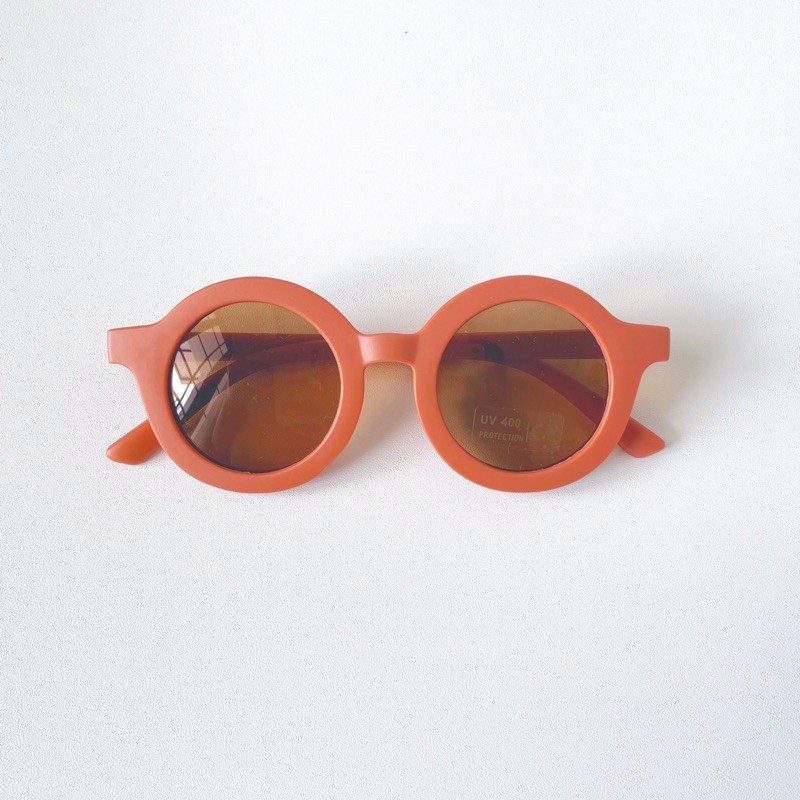 Little Whimsea Retro Sunnies / Kacamata Hitam Anak Unisex bentuk O/Kacamata Anak-Matte Terracota