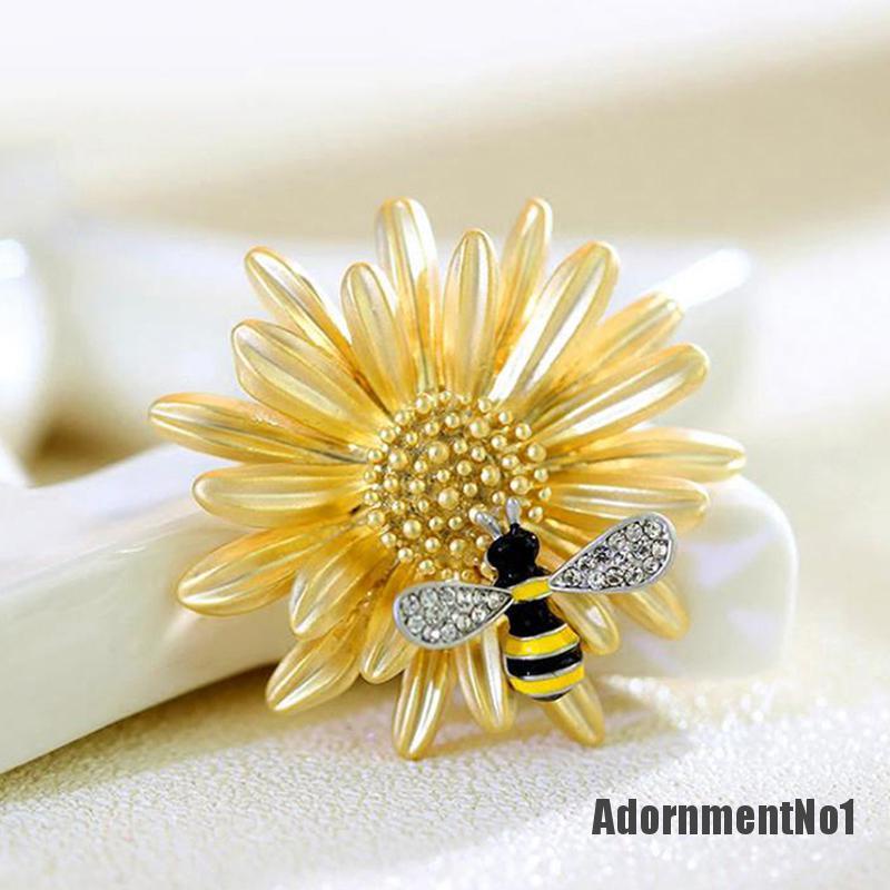 (Adornmentno1) 1pc Bros Pin Bentuk Bunga Matahari / Lebah / Daisy Untuk Aksesoris Pakaian Wanita